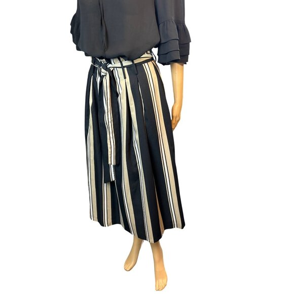 Antonio Melani Striped Paperbag Midi Skirt with Belt Size 2 - Picture 3 of 6